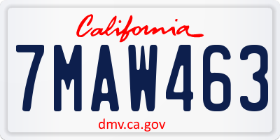 CA license plate 7MAW463