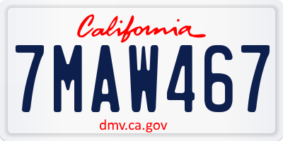CA license plate 7MAW467