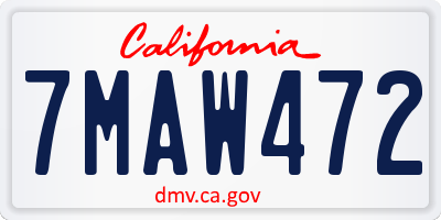CA license plate 7MAW472
