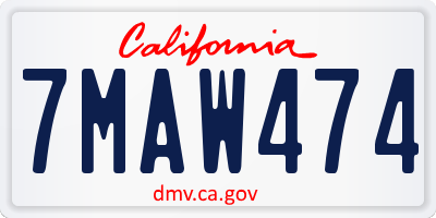 CA license plate 7MAW474