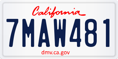 CA license plate 7MAW481