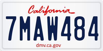CA license plate 7MAW484