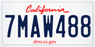 CA license plate 7MAW488