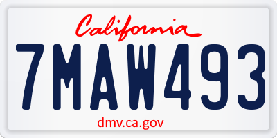 CA license plate 7MAW493