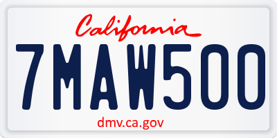 CA license plate 7MAW500