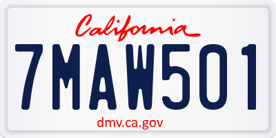 CA license plate 7MAW501