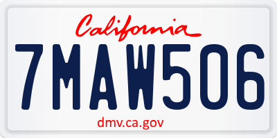 CA license plate 7MAW506