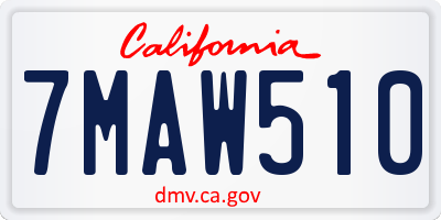 CA license plate 7MAW510