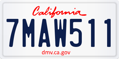 CA license plate 7MAW511