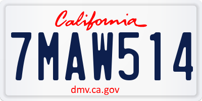 CA license plate 7MAW514