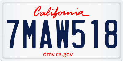 CA license plate 7MAW518
