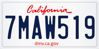 CA license plate 7MAW519