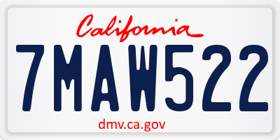 CA license plate 7MAW522