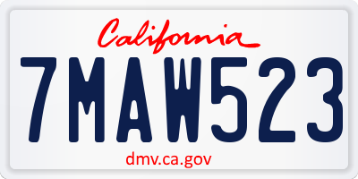 CA license plate 7MAW523