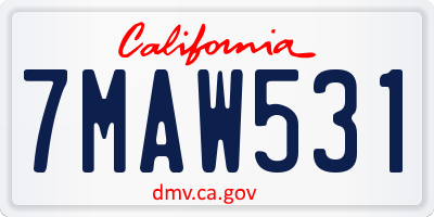 CA license plate 7MAW531