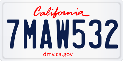 CA license plate 7MAW532