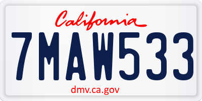 CA license plate 7MAW533