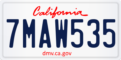 CA license plate 7MAW535