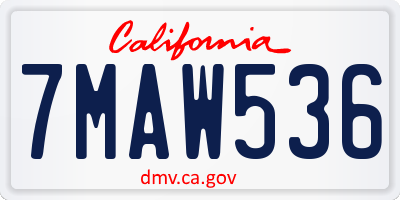 CA license plate 7MAW536