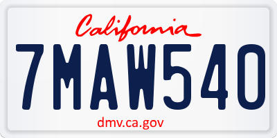 CA license plate 7MAW540