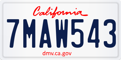 CA license plate 7MAW543
