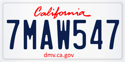 CA license plate 7MAW547