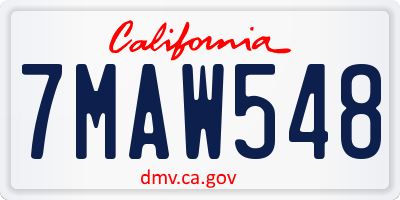 CA license plate 7MAW548