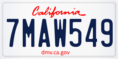 CA license plate 7MAW549