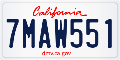 CA license plate 7MAW551