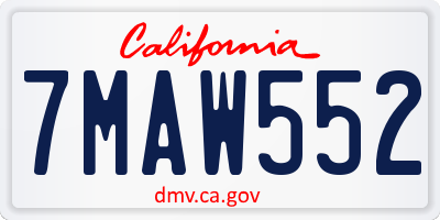 CA license plate 7MAW552
