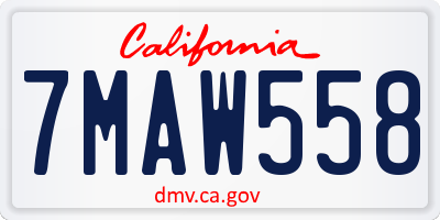 CA license plate 7MAW558
