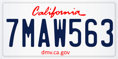 CA license plate 7MAW563