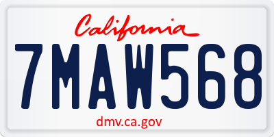 CA license plate 7MAW568