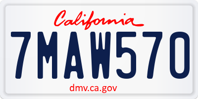 CA license plate 7MAW570