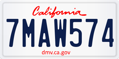 CA license plate 7MAW574