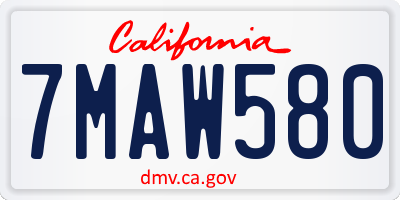 CA license plate 7MAW580