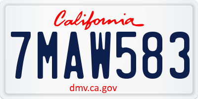 CA license plate 7MAW583