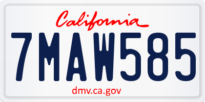 CA license plate 7MAW585