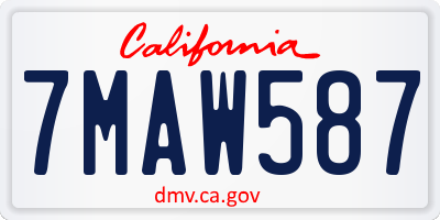 CA license plate 7MAW587