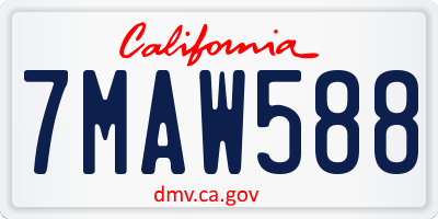 CA license plate 7MAW588