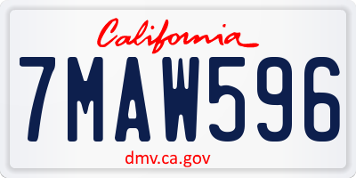 CA license plate 7MAW596