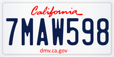 CA license plate 7MAW598