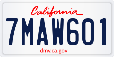 CA license plate 7MAW601