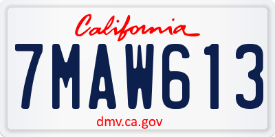 CA license plate 7MAW613