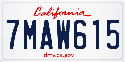 CA license plate 7MAW615