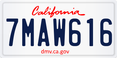 CA license plate 7MAW616