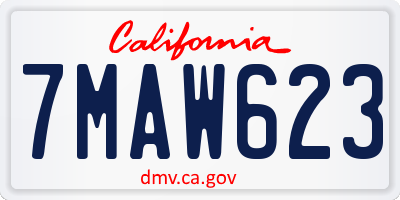 CA license plate 7MAW623