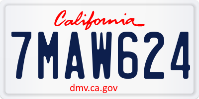 CA license plate 7MAW624