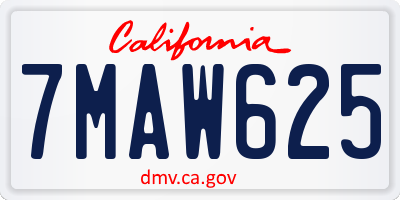 CA license plate 7MAW625