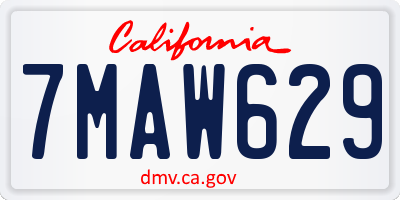 CA license plate 7MAW629